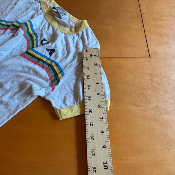 Wildfox Couture S US Team striped white cotton polyester T-shirt yellow … - Picture 6 of 9